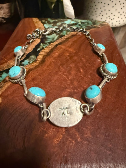 Navajo Handmade 7 stone Kingman Turquoise Choker