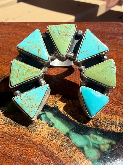 Navajo Handmade Kingman Turquoise Naja Adjustable Ring