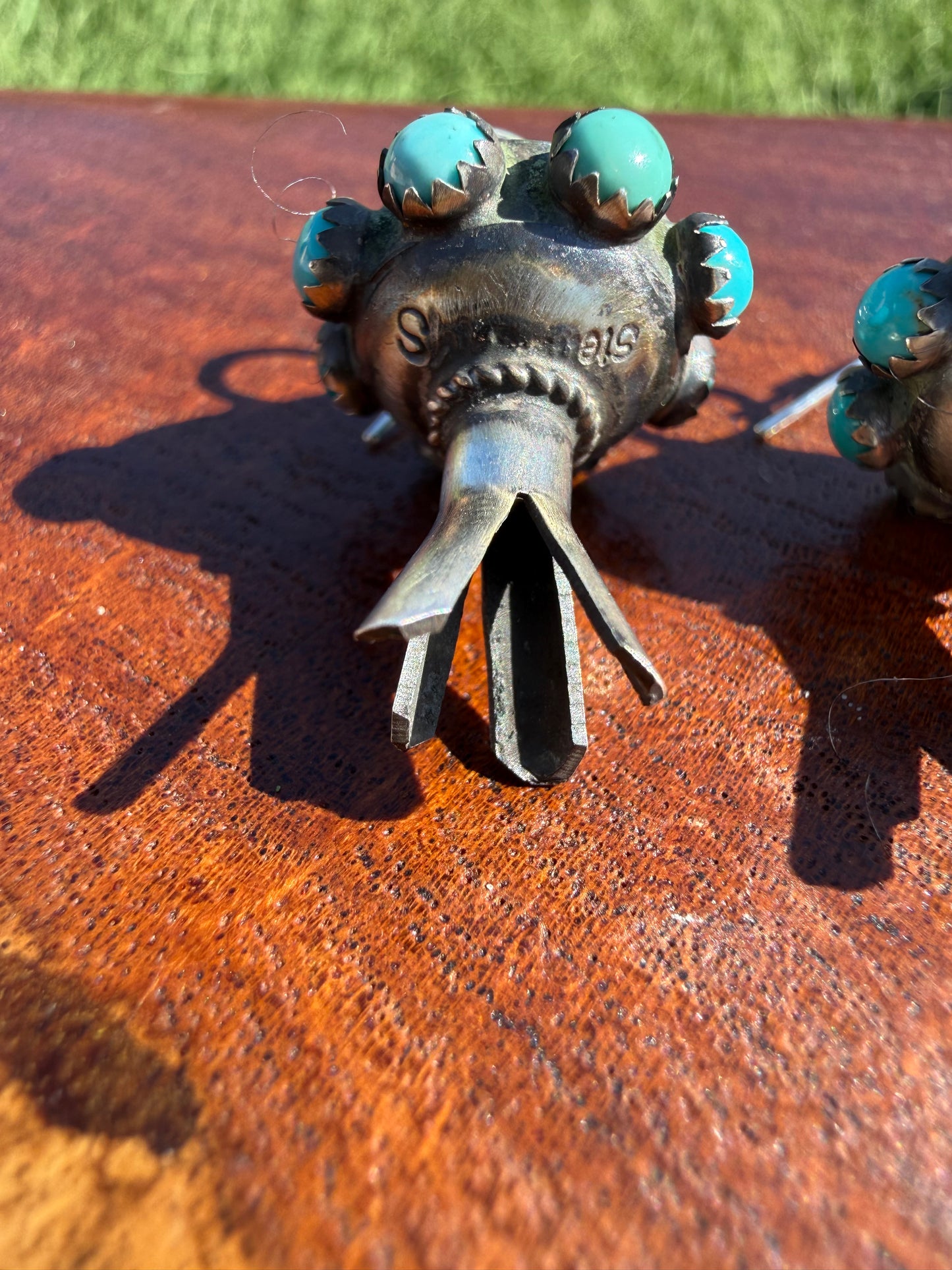 Navajo Handmade Monica Smith Blossom Earrings with Kingman Turquoise