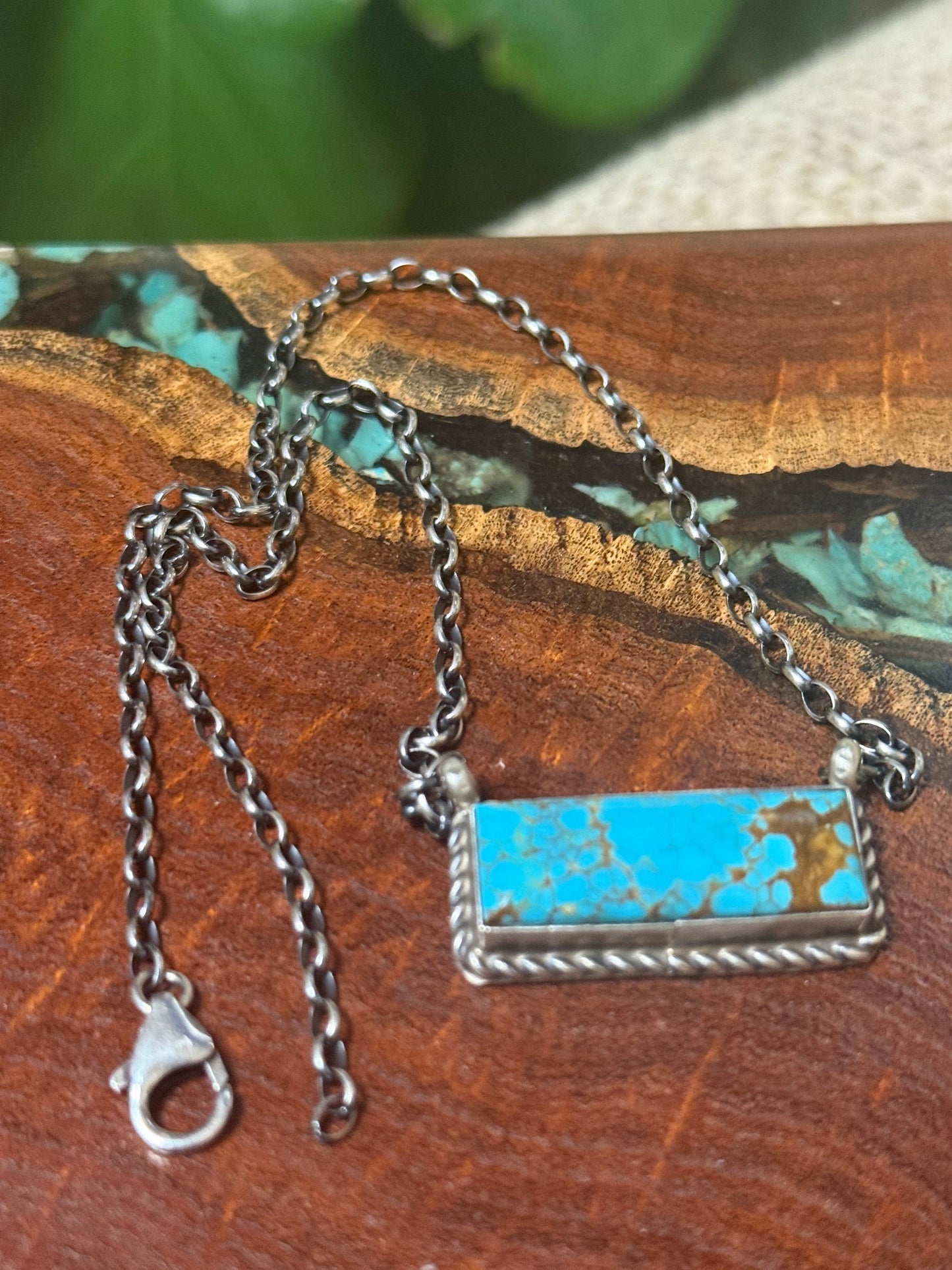 Kingman Turquoise Bar Necklace