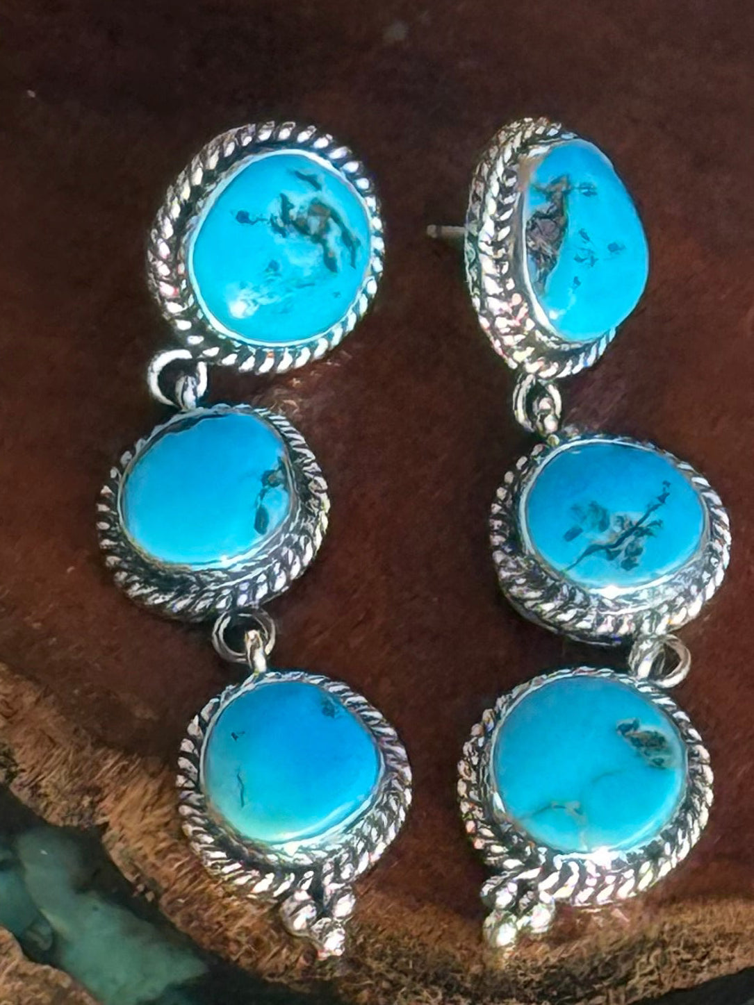 Navajo Handmade Mine 8 Two Stone Stud Dangles (Copy)