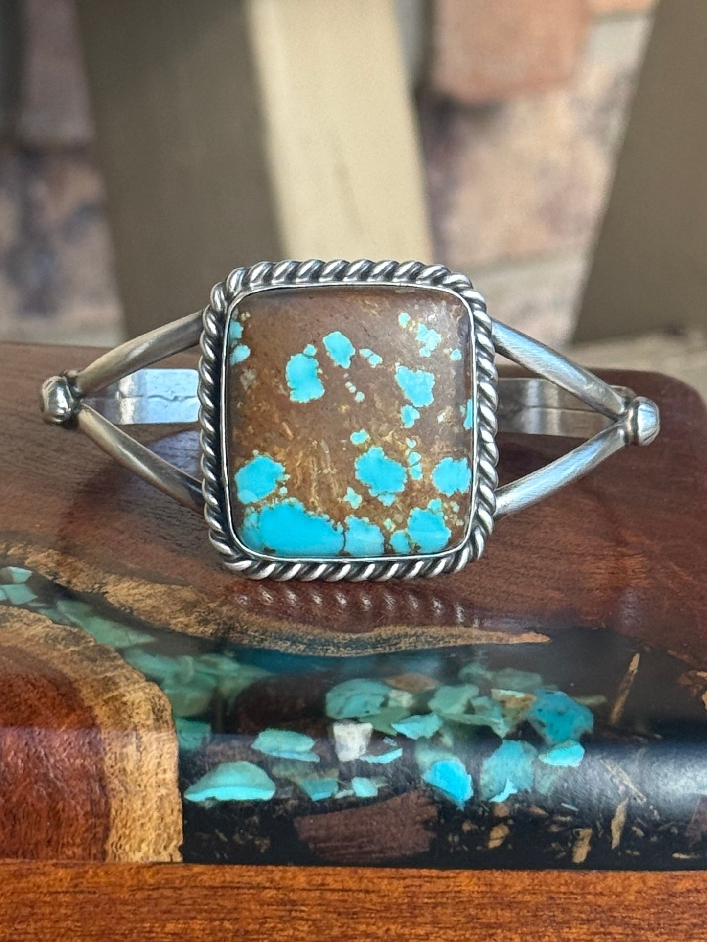 Navajo Handmade Mine 8 Turquoise Cuff Set in Sterling Silver