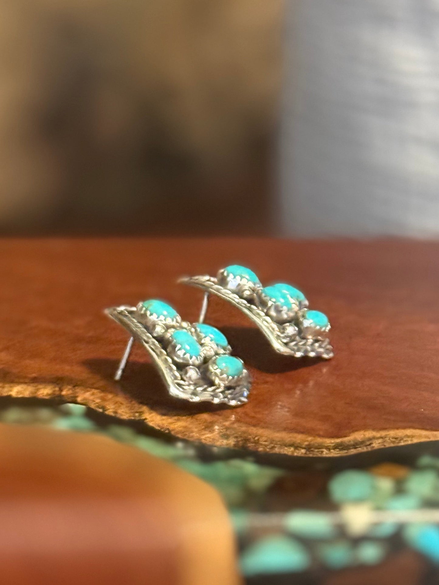 Handmade Turquoise Cluster Post Earrings