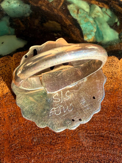 Zuni Handmade Kingman Turquoise Cluster ADJUSTABLE Ring- Alicia Wilson