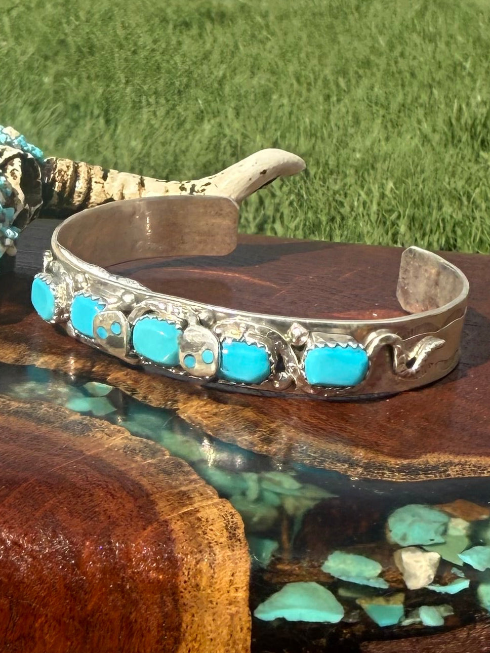Zuni Handmade Kingman Turquoise  Effie Bracelet