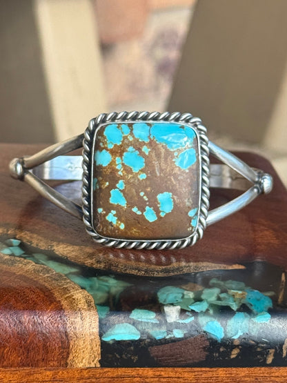 Navajo Handmade Mine 8 Turquoise Cuff Set in Sterling Silver
