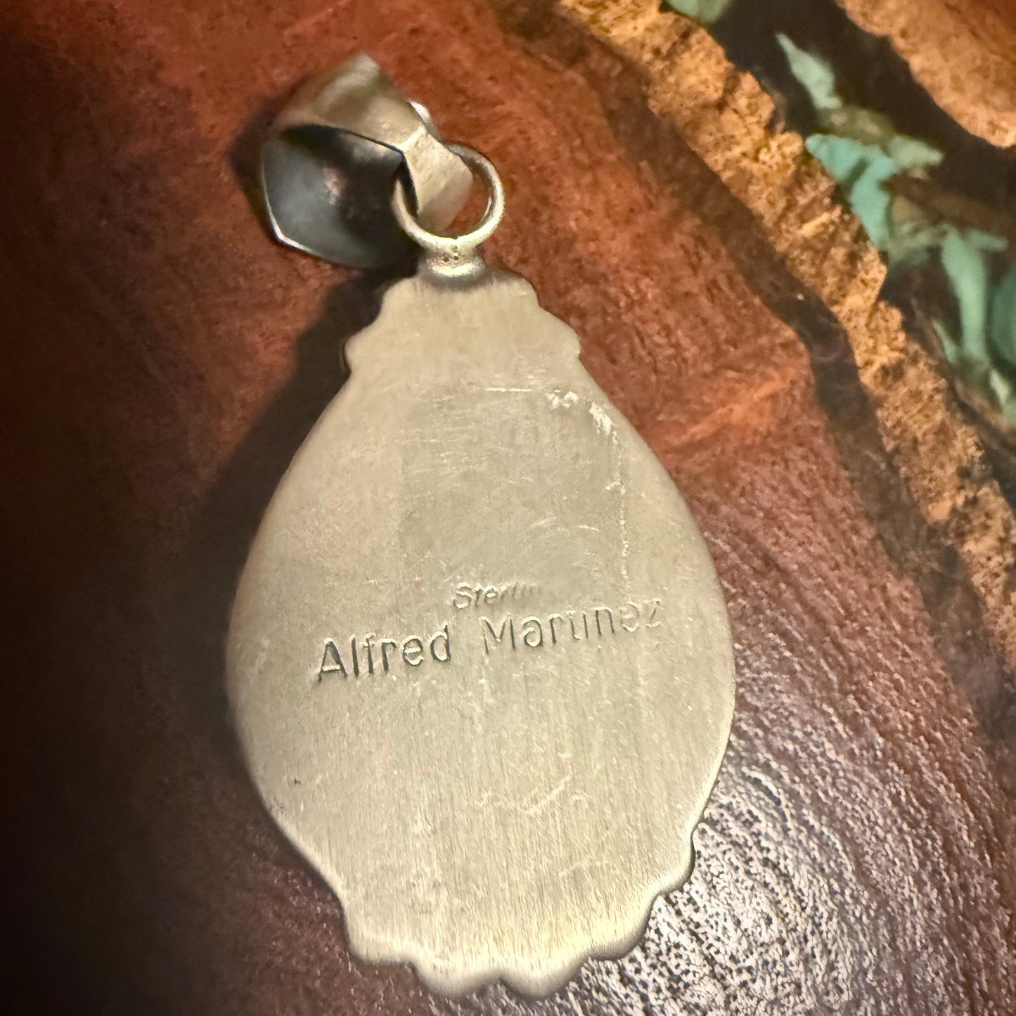 Alfred Martinez Handmade Kingman Turquoise Pendant Set in Sterling Silver.