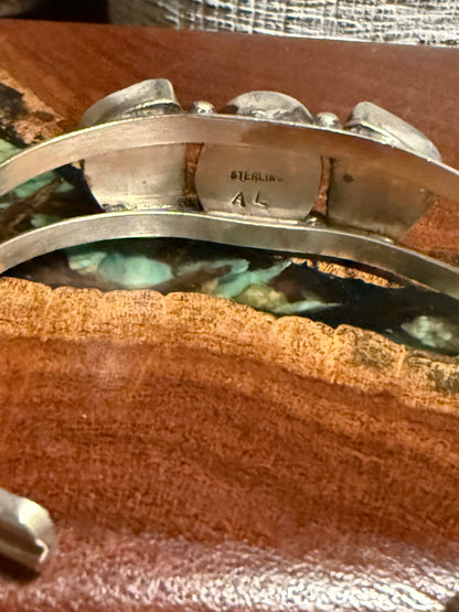 Augustine Largo Navajo Handmade 3 Stone Cuff Set in Sterling Silver