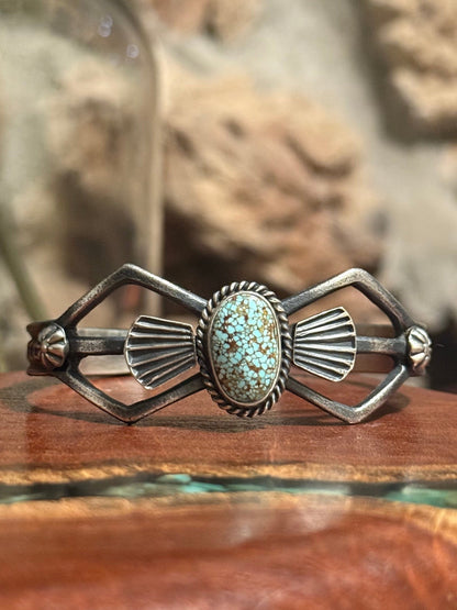 Navajo Handmade Sandcast Kingman Web Cuff