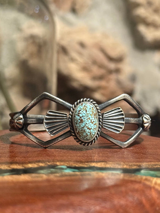 Navajo Handmade Sandcast Kingman Web Cuff