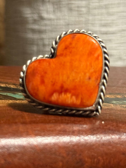 Navajo Handmade Spiny Oyster Adjustable Ring
