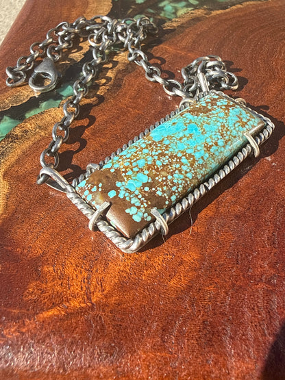 Navajo Handmade Mine 8 Turquoise Waterproof Bar Necklace