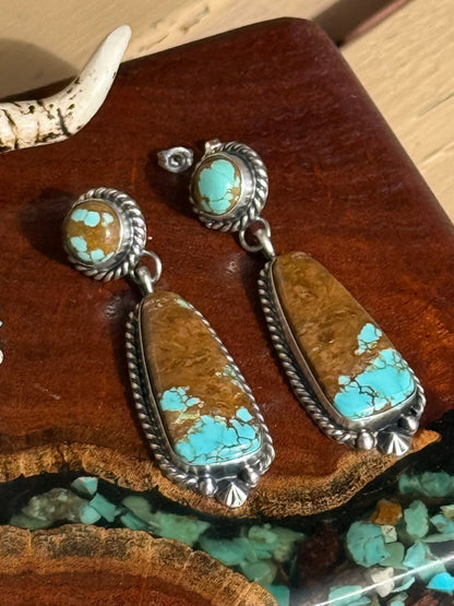 Navajo Handmade Mine 8 Two Stone Stud Dangles