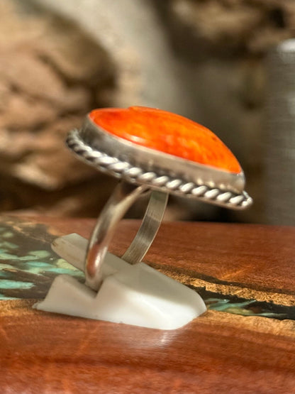 Navajo Handmade Spiny Oyster Adjustable Ring