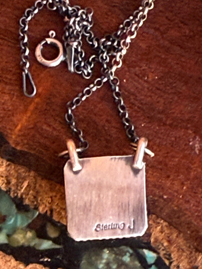 Navajo Hamdmade Mine 8 Turquoise Square Necklace