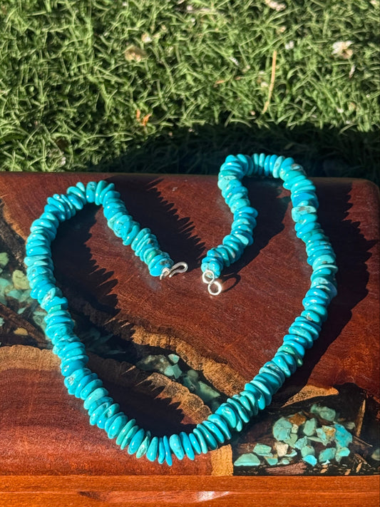 Hand Strung Kingman Turquoise Bead Necklace