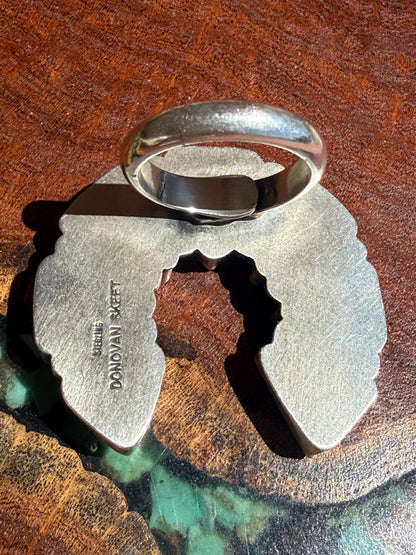 Navajo Handmade Kingman Turquoise Naja Adjustable Ring