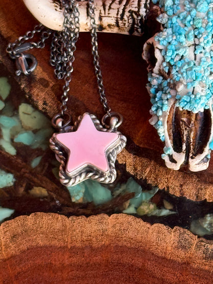 Navajo Handmade Pink Conch Star Necklace