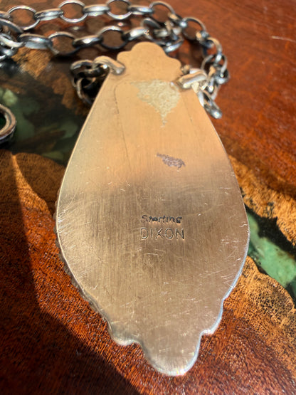 Number 8 Turquoise Teardrop Choker on 18” Sterling Silver Chain