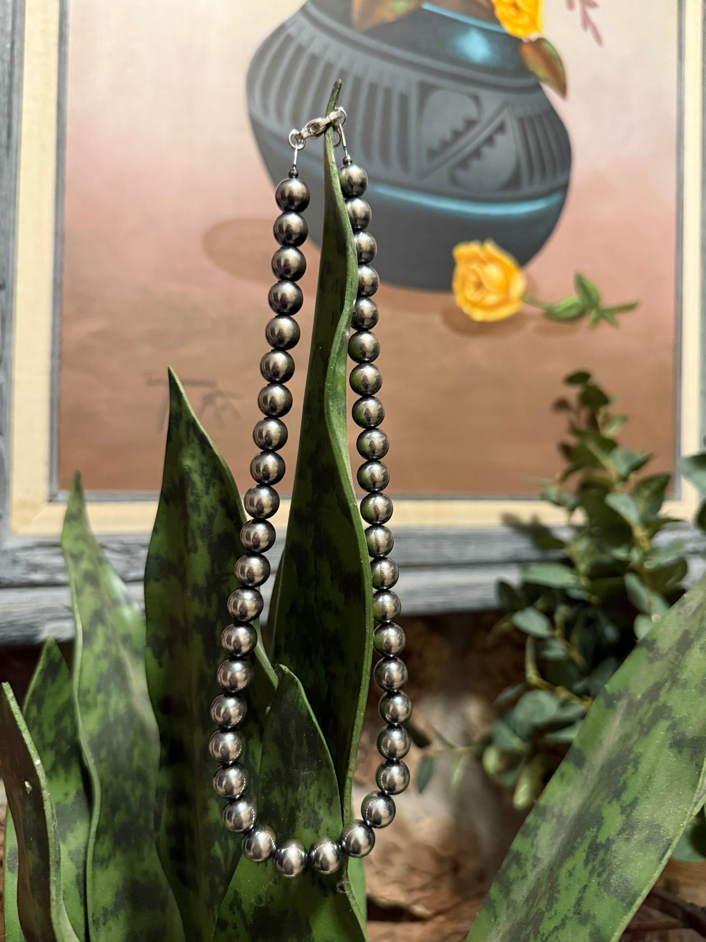 10mm 18” Sterling Silver Bead Neclace