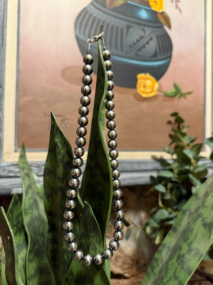 10mm 18” Sterling Silver Bead Neclace