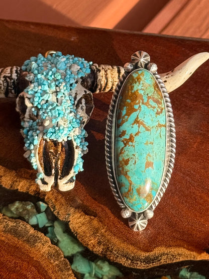 Navajo Hamdmade Kingman Turquoise Adjustable Ring