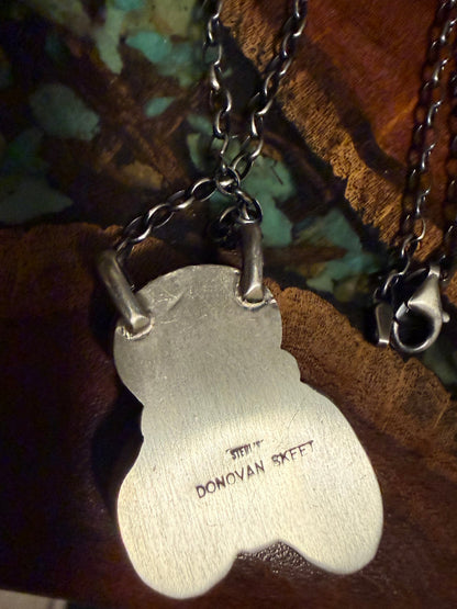 Navajo Handmade 3 Stone #8 Fixed Chain Pendant -  By Donovan Skeet