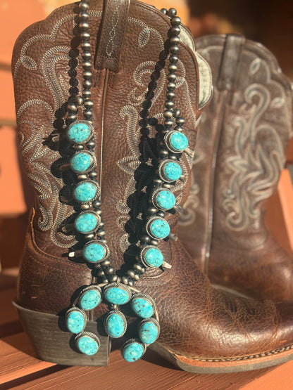 Navajo Handmade Kingman Squash Blossom