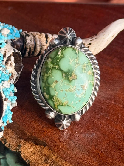 Navajo Hamdmade Sonoran Turquoise Adjustable Ring
