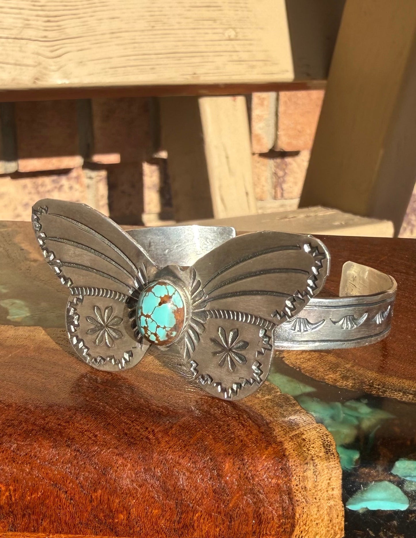 Rick Enriquez Navajo Handmade Number 8 Butterfly Cuff