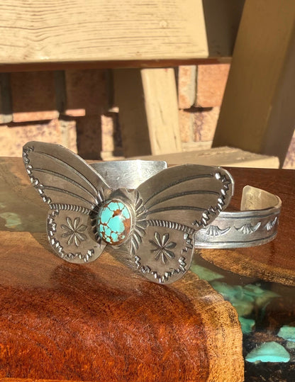 Rick Enriquez Navajo Handmade Number 8 Butterfly Cuff