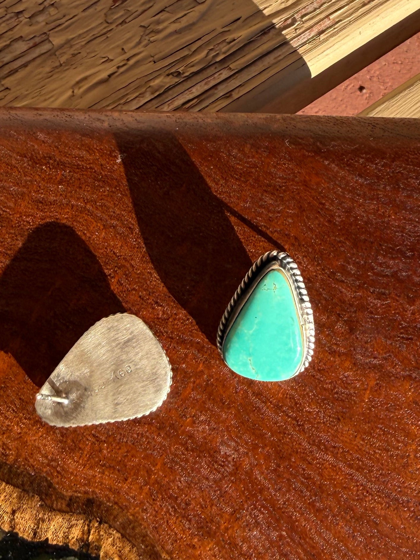 Navajo Handmade Kingman Turquoise  Studs
