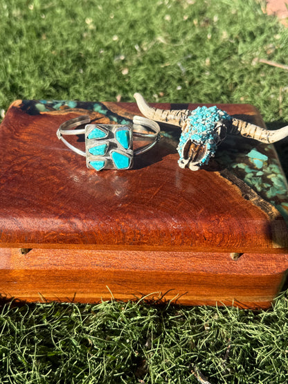 Zuni Handmade Adjustable 5 Stone Mosaic Bracelet