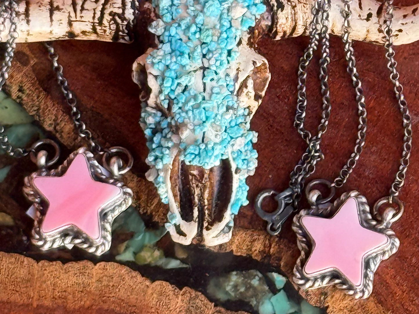 Navajo Handmade Pink Conch Star Necklace
