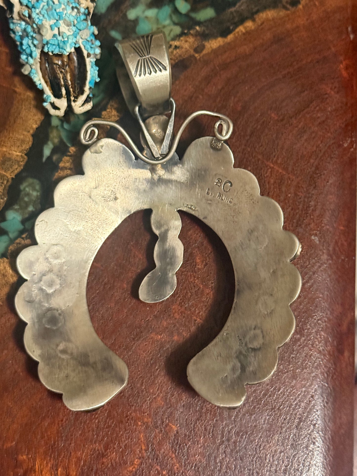 Navajo Handmade Kingman Turquoise Dragonfly Pendant