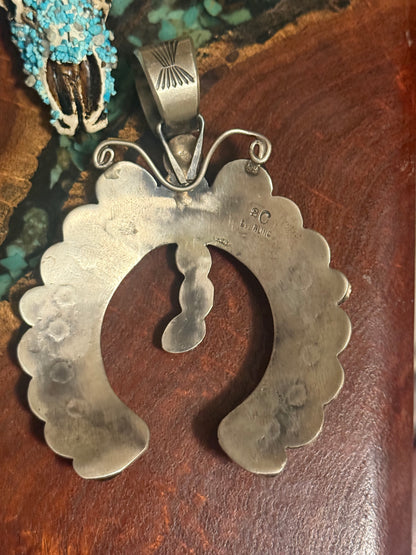 Navajo Handmade Kingman Turquoise Dragonfly Pendant