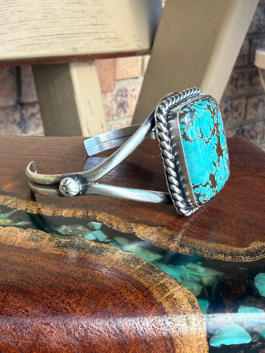 Navajo Handmade Mine 8 Turquoise Cuff Set In Sterling Silver