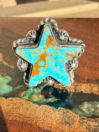 Kingman Turquoise Star Ring Adjustable