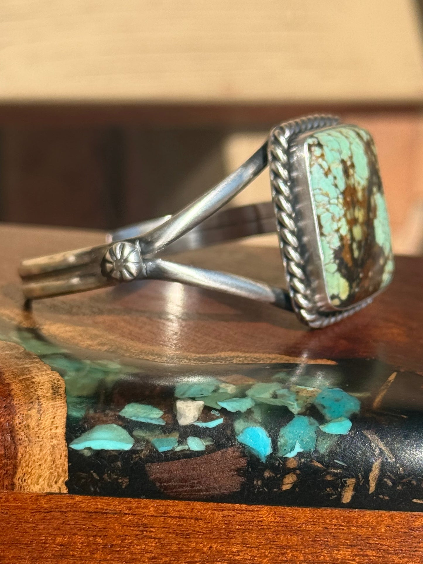 Navajo Handmade Mine 8 Turquoise Cuff Set in Sterling Silver