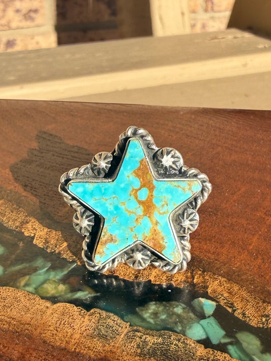 Kingman Turquoise Star Ring Adjustable