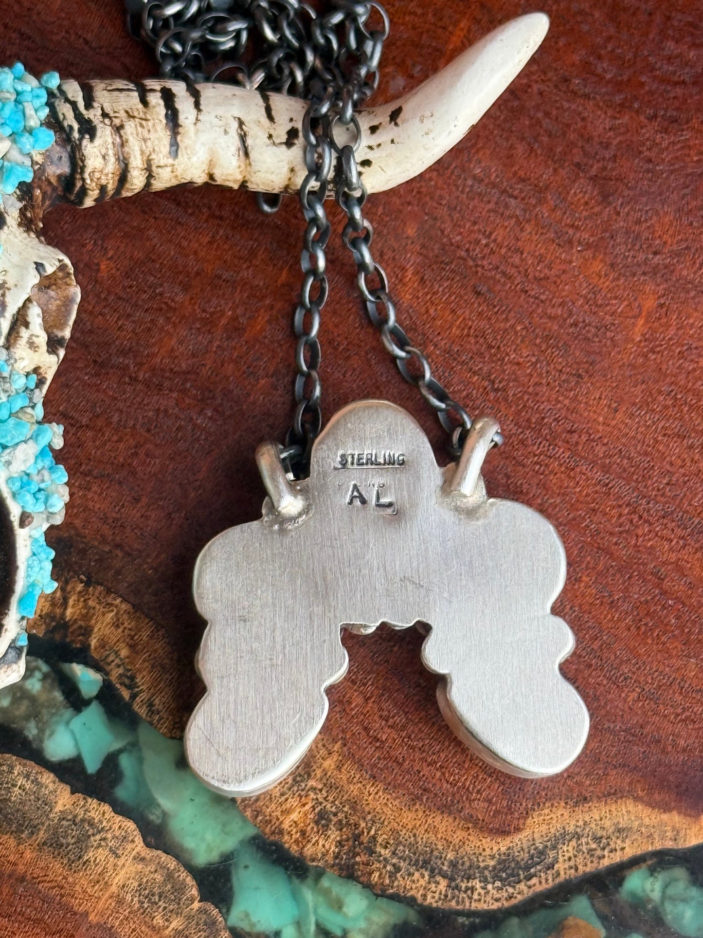Navajo Handmade Kingman Turquoise and Conch Mix Naja