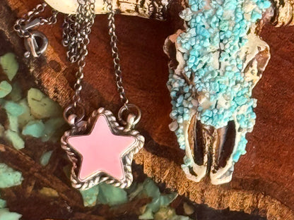 Navajo Handmade Pink Conch Star Necklace