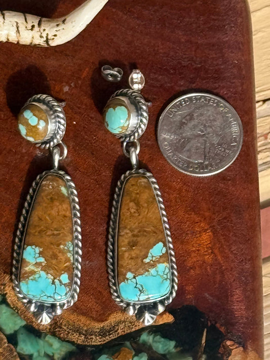 Navajo Handmade Mine 8 Two Stone Stud Dangles