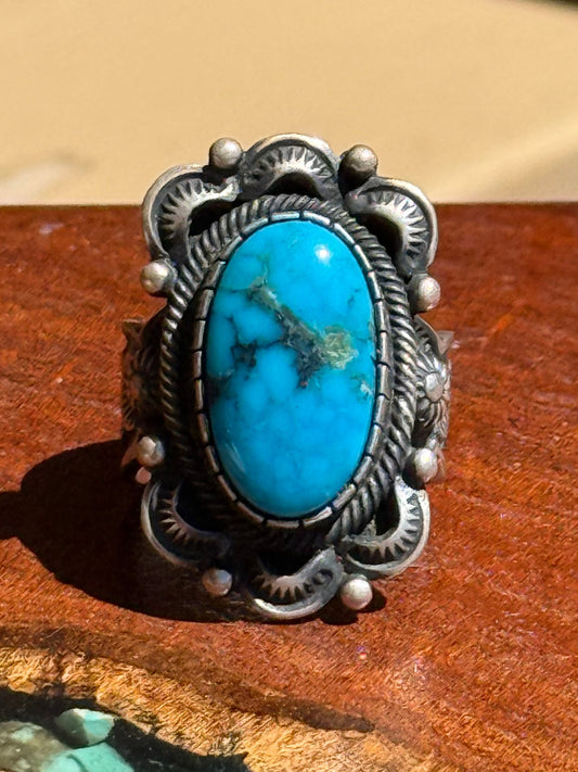 Navajo Handmade Kingman Turquoise Ring