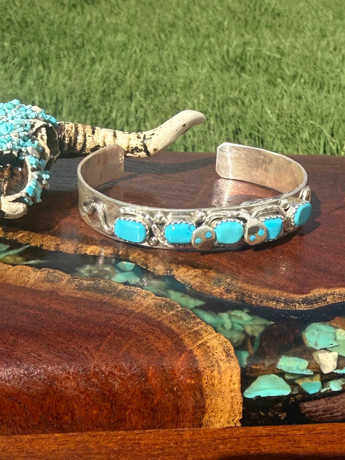 Zuni Handmade Kingman Turquoise  Effie Bracelet