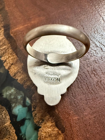 Navajo Handmade White Buffalo Adjustable Ring Set in Sterling Silver