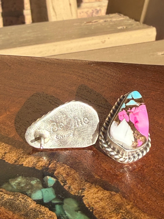 Navajo Handmade Cotton Candy Studs Set in Sterling Silver