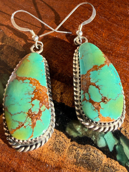 Elouise Kee Navajo Handmade Kingman Turquoise Dangle Earrings