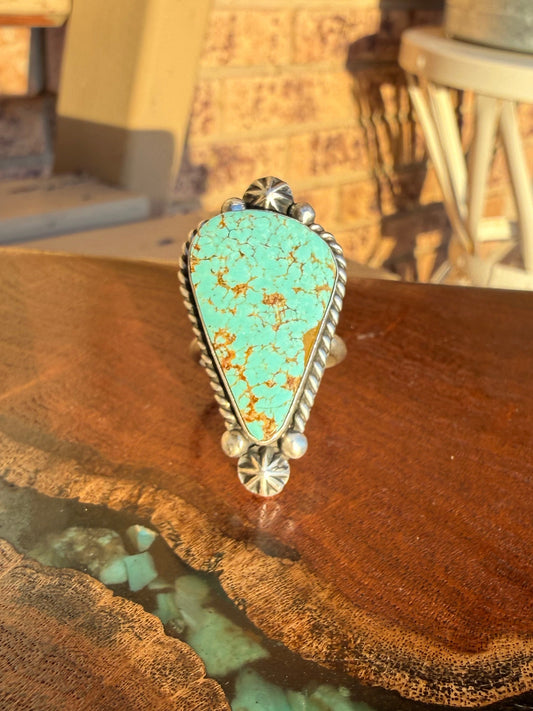 Navajo Handmade Mine 8 Turquoise Adjustable Ring