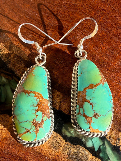 Elouise Kee Navajo Handmade Kingman Turquoise Dangle Earrings